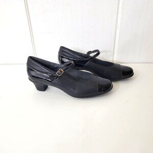 SAS Isabel Block Heel Mary Janes Black Leather